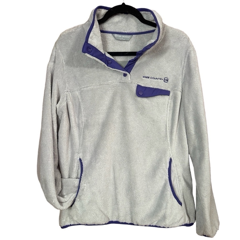 Free Country Venture Butter Pile Pull Over Snap Closure Soft Textured warm cozy
